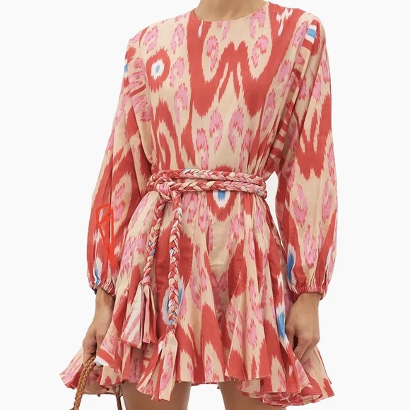 RHODE Dresses & Skirts - Rhode Resort Ella Belted Ikat-print Cotton Mini Dress - Red Print NWOT Size M